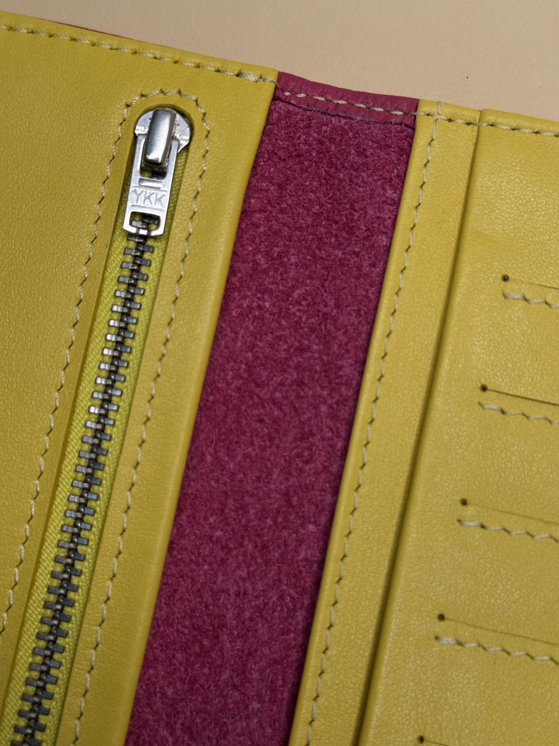 Pink vertical leather wallet