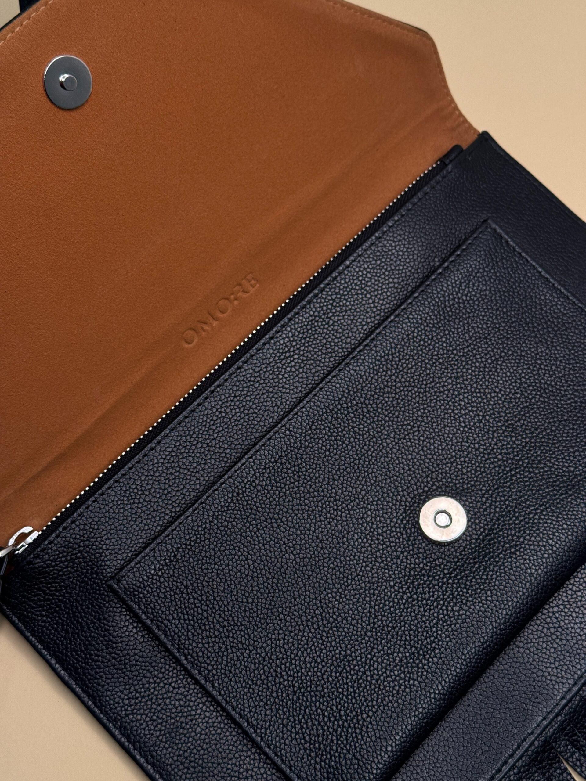 WI:RE clutch leather bag with fringe