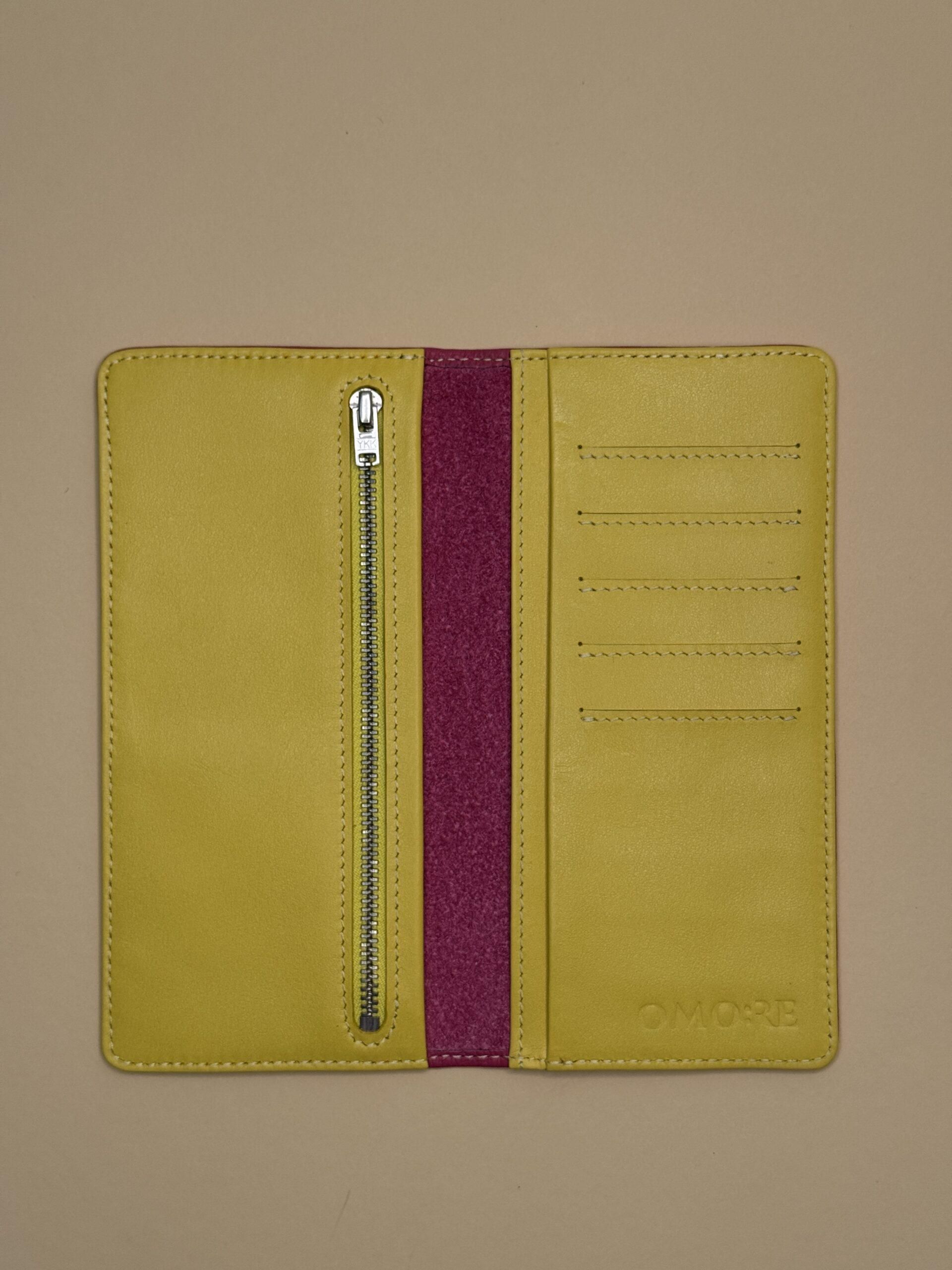 Pink vertical leather wallet